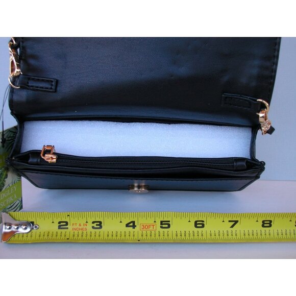 Badgley Mischka Black Vegan Leather Sequin Clutch Purse With Detachable Strap 7. - Picture 5 of 8